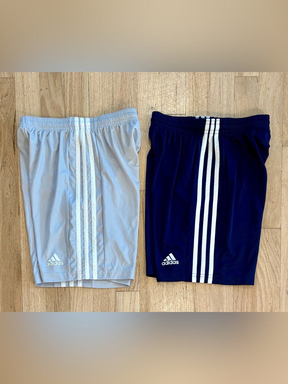 Lot of 2 Adidas Boys AEROREADY Athletic Soccer Shorts Gray Navy Blue Size 11/12